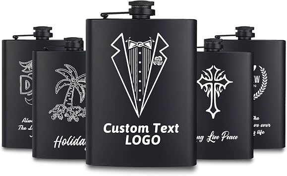 Personalized Flask for Men Custom Engraved Hip Flask with Text Photo