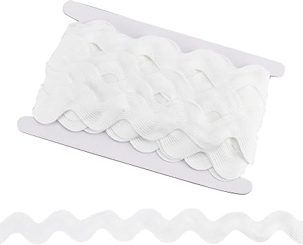 10 Yards 0.98 Inch Rick Rack Trims, White Wave Bending Fringe Trim, Zig Zag Ribbons for DIY Sewing Crafts Wrapping Home Wedding Christmas Party Decoration