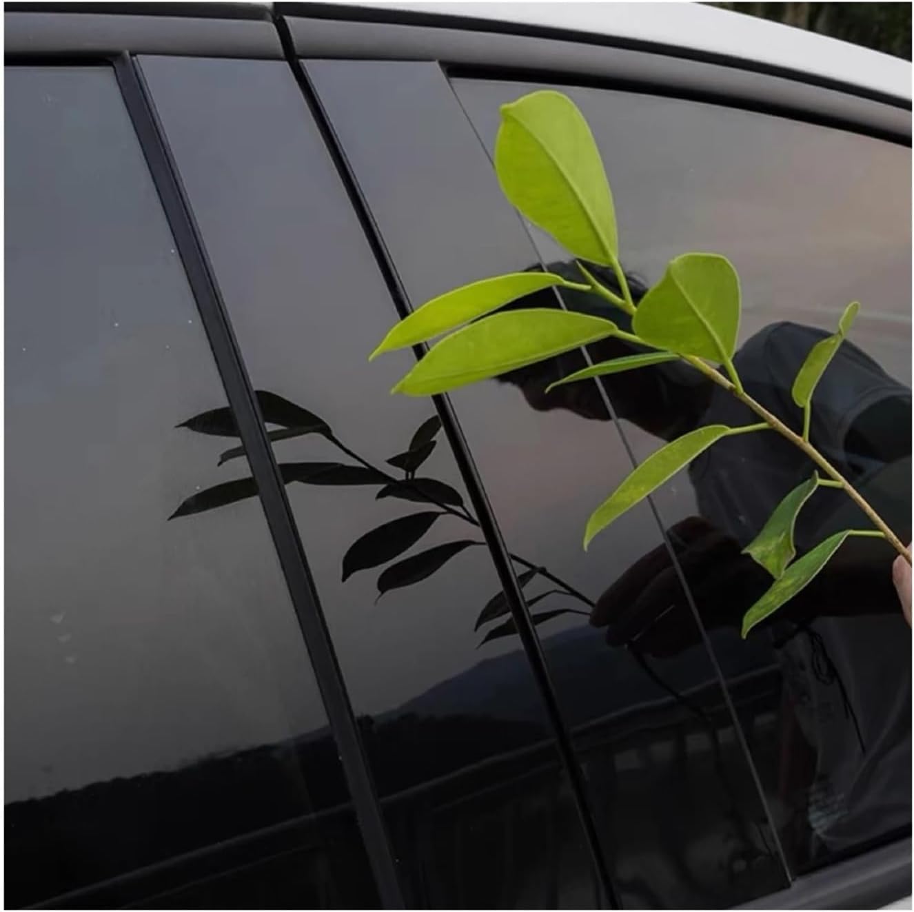Compatible for VW Passat 2011-2018 2017 2016 6pcs Glossy Black Silvery Trim Pillar Posts Door Side Cover Decoration Stickers Set(Glossy Black)