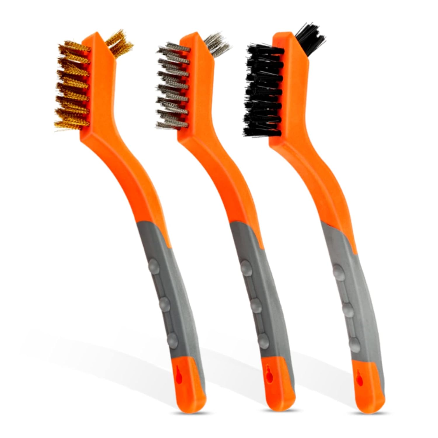 MAXMAN Wire Brush Set 3 Packs BrassStainless SteelNylon Mini Brushes with Curved