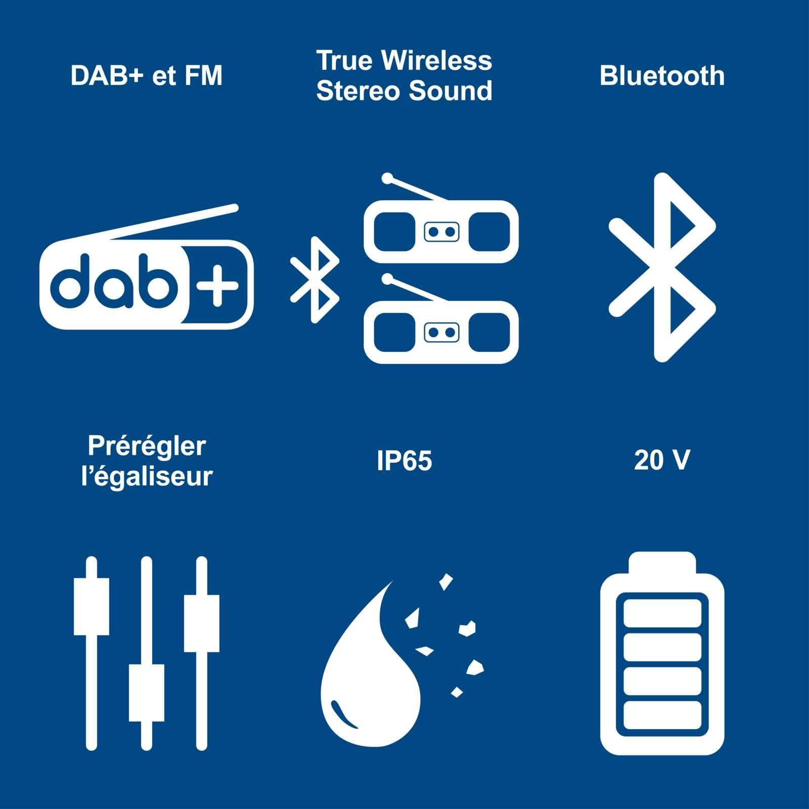 Scheppach Radio de Chantier C-DAB30-x – Set S - 1 Batterie 2Ah + Chargeur
