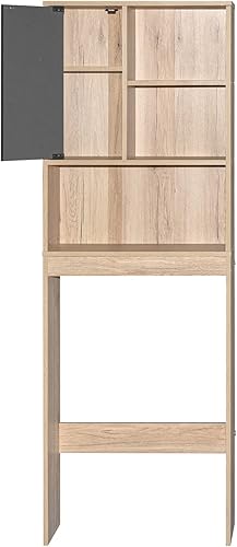 Miniatura 5 de Better Home Products Ace - Organizador de almacenamiento sobre el inodoro en roble natural y gris oscuro