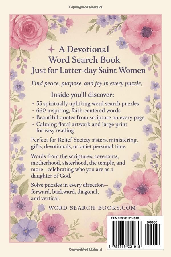 LDS Women’s Word Search: Faith, Grace & Gathering Edition: A Faith-Based Puzzle Book with Scriptures, Large Print & Inspiring Gospel Themes | 6 x 9 ... for relaxing and to focus the mind and heart.