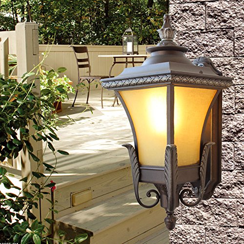 Hdmy Applique extérieure Applique Murale Paris Jardin Lanterne Éclairage Extérieur Antique Noir Rouille En Aluminium Vintage Rétro Patio Abat-Verre Balcon Applique