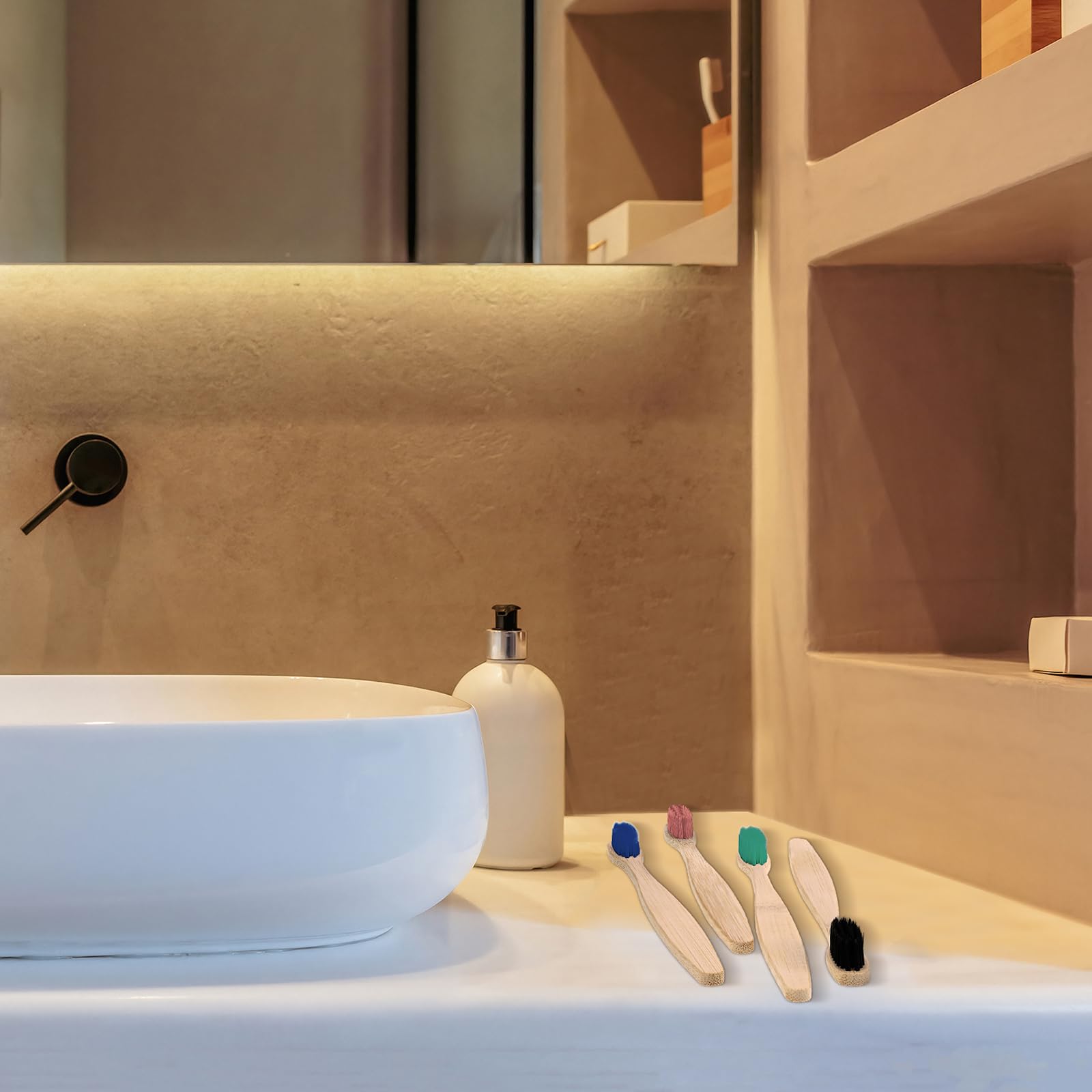 Vesici 200 cepillos de dientes de bambú a granel de cerdas suaves con micro pelo ultra madera de bambú cepillo de dientes manual para adultos, viajes, familia, hotel, empaquetado individualmente