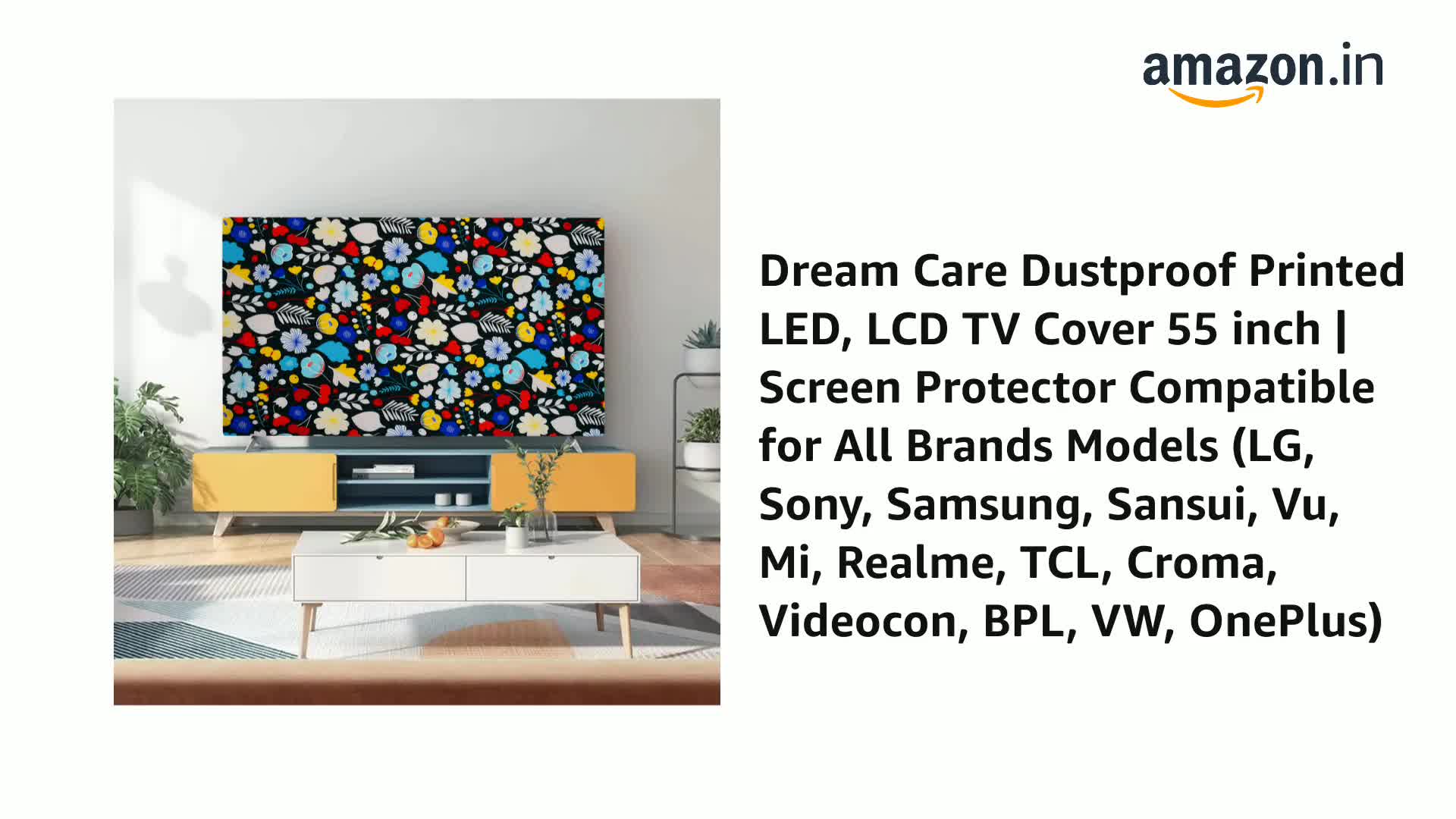 55 Inch Waterproof TV Dust Cover - Landscape Painting Design, Anti-Static Fabric Protector For LCD/LED Screens