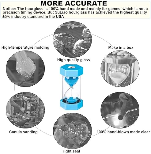 Miniatura 5 de SuLiao Temporizador de reloj de arena de arena de 30 minutos reloj de arena de plástico de 30 minutos, reloj de arena azul extra, temporizador de