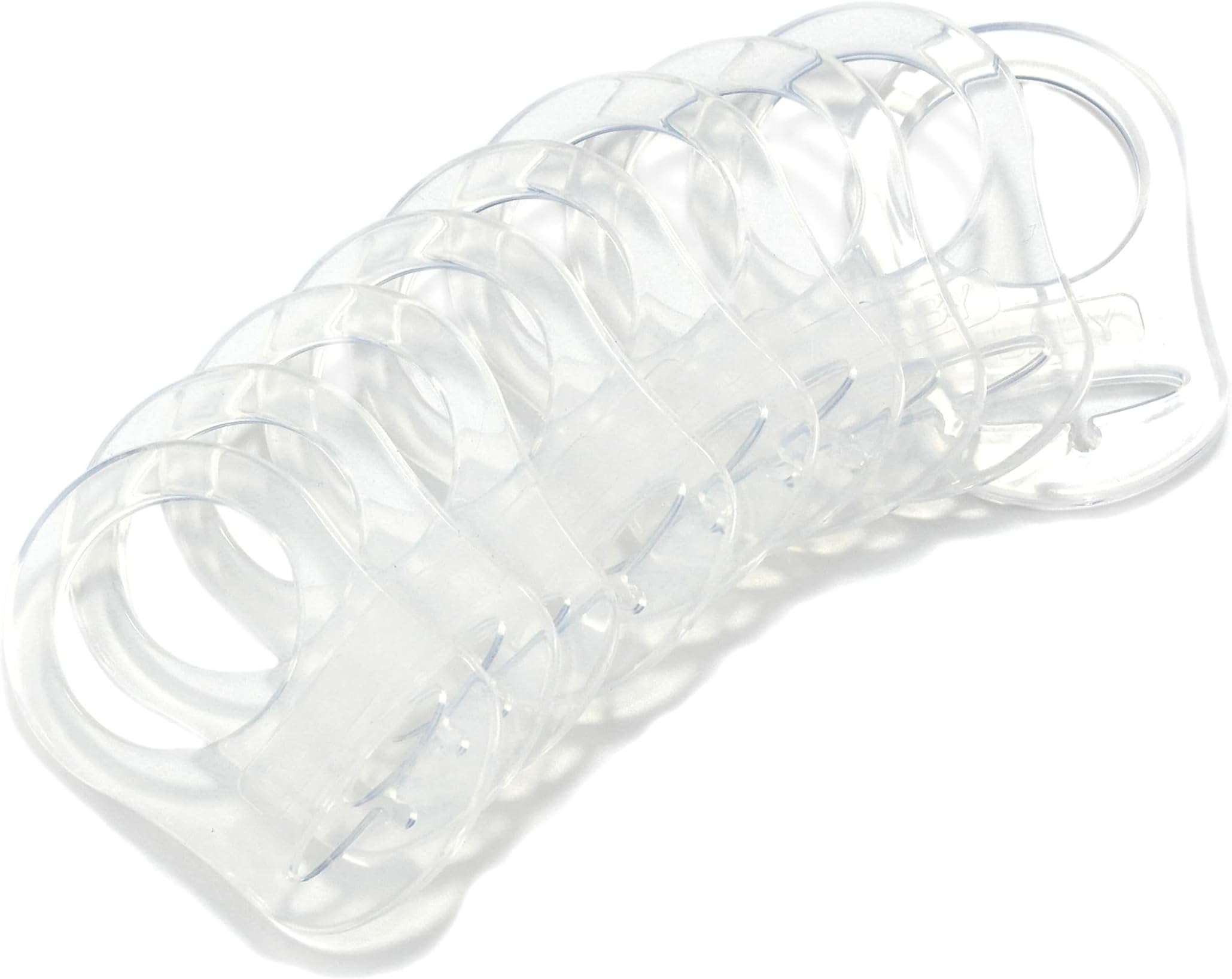 10 Clean Food Grade Transparent Silicone Adapter Rings Holder for Button Style Maam Dummy Baby Pacifier Soother Teething Ribbon Clip