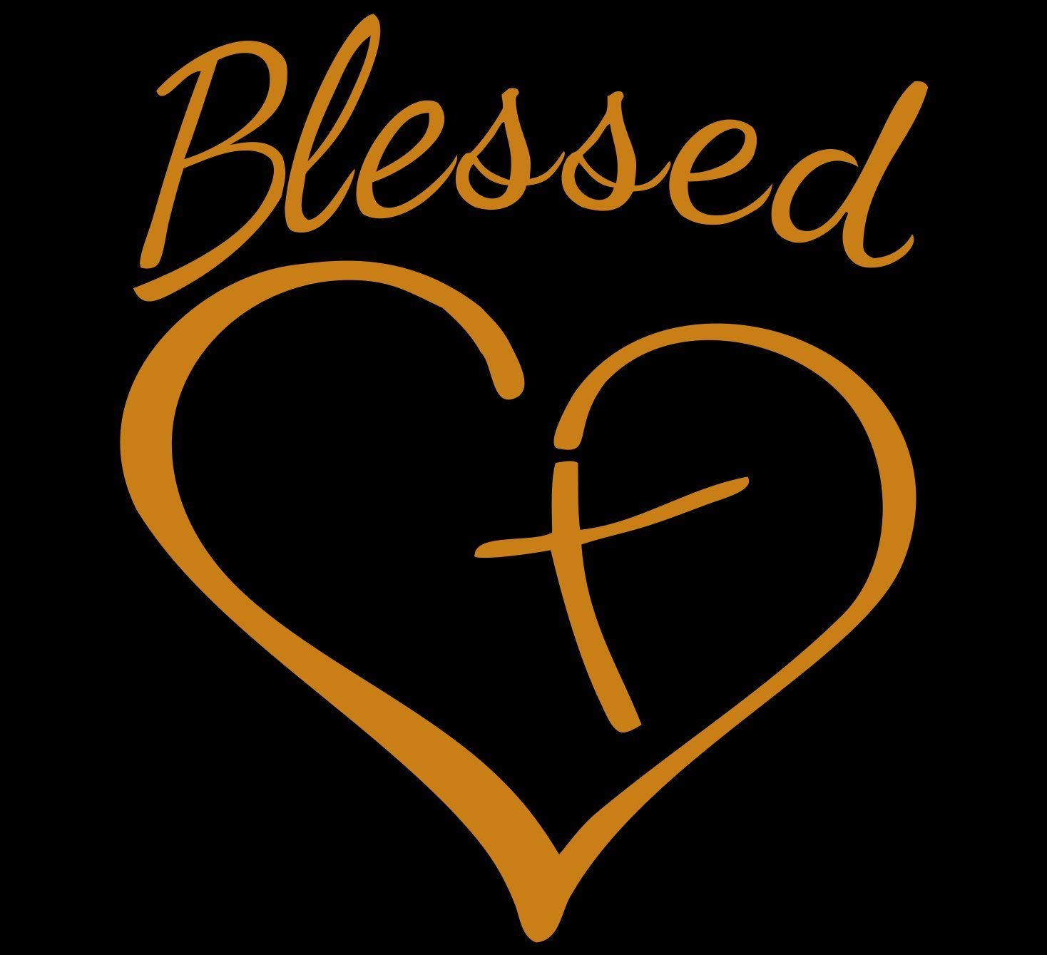 ISEE 360® lovely Blessed Jesus Religion Christian Cross Vinyl Decal Die Cut Bike Car Sticker for Sides Hoods Bumper Rear (Gold)