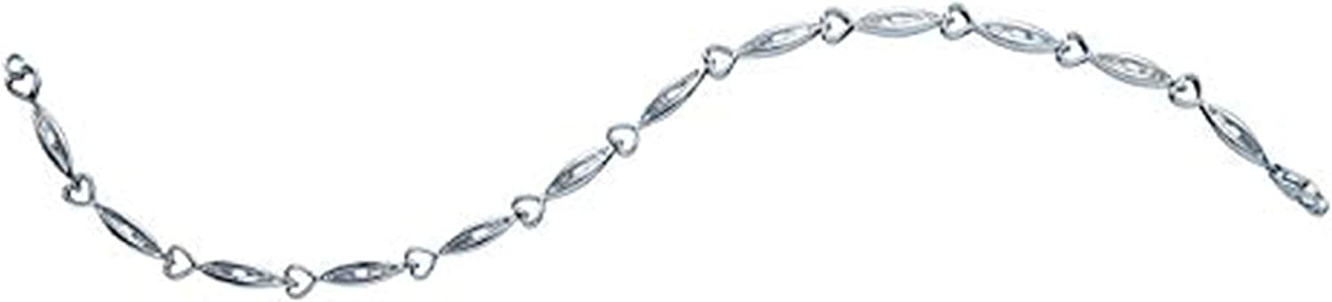Dazzlingrock Collection 0.16 Carat (Ctw) Sterling Silver Baguette Diamond Link Bracelet 1/6 Ctw, Sterling Silver