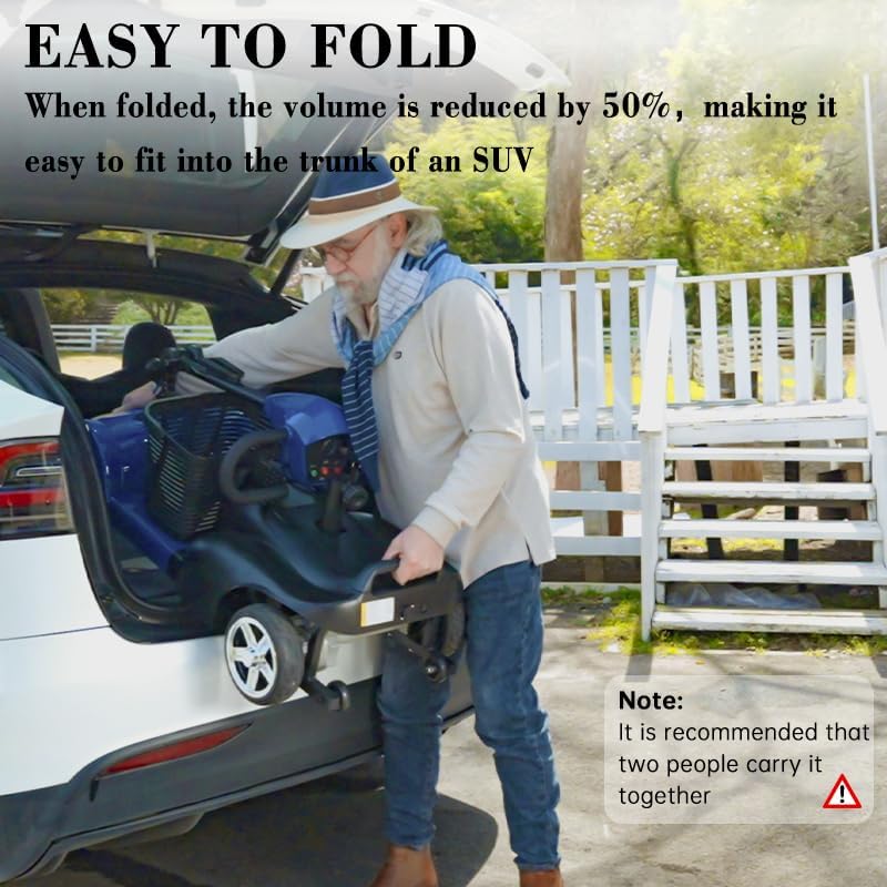 Man folding a TOXOZERS Mobility Scooter and placing it into the trunk of an SUV