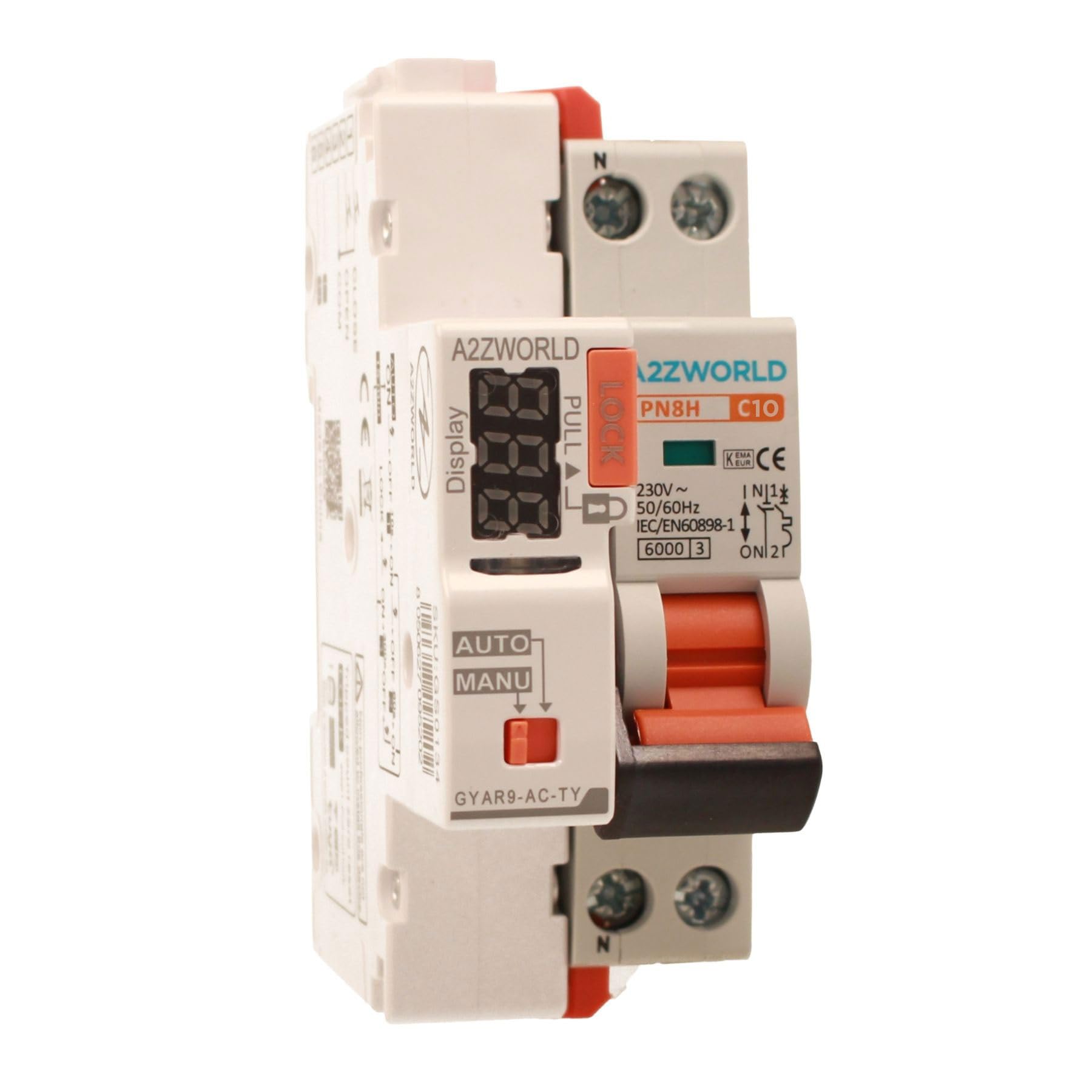 Interruttore Magnetotermico WIFI Con Riarmo Automatico, Curva C 10A, 1P+N 6kA, APP Tuya Smart Life, Solo 2 Moduli DIN 220V AC, Controllo Remote o Manuale