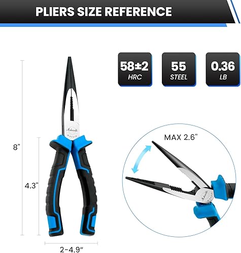 Miniatura 14 de Juego de alicates de punta de aguja, alicates de punta larga de 5 pulgadas para doblar alambre, paquete de 6 alicates de punta de aguja de acero