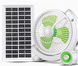 GMRZ Cichy wentylator solarny, 2 w 1 wentylator ręczny LED lampka nocna wentylator obrotowy 180° mini przenośny osobisty wentylator na zewnątrz kemping do biura gospodarstwa domowego, z panelem słonecznym
