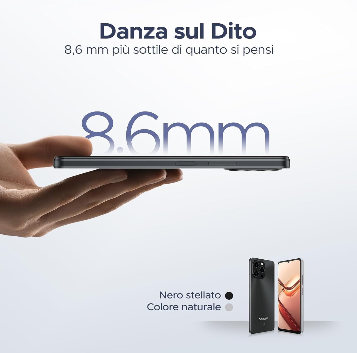 DOOGEE Note 58 Smartphone Android 16, 32(8+24) GB+128GB/2TB TF Cellulare, 6.75" HD+ 90Hz Schermo, 6250mAh, 16MP+8MP Telefono Cellulare, 4G Dual SIM/Octa Core/Widevine L1/NFC/OTG/Face ID/GPS, Nero