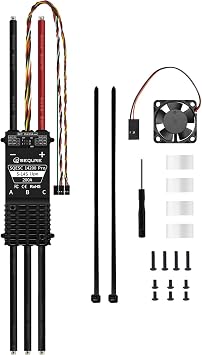 SEQURE 200A Brushless ESC 5-14S Lipo Electric Speed Controller with 12V 15A BEC and 5V Fan for Drones Helicopters RC Cars Surfboards - AM32