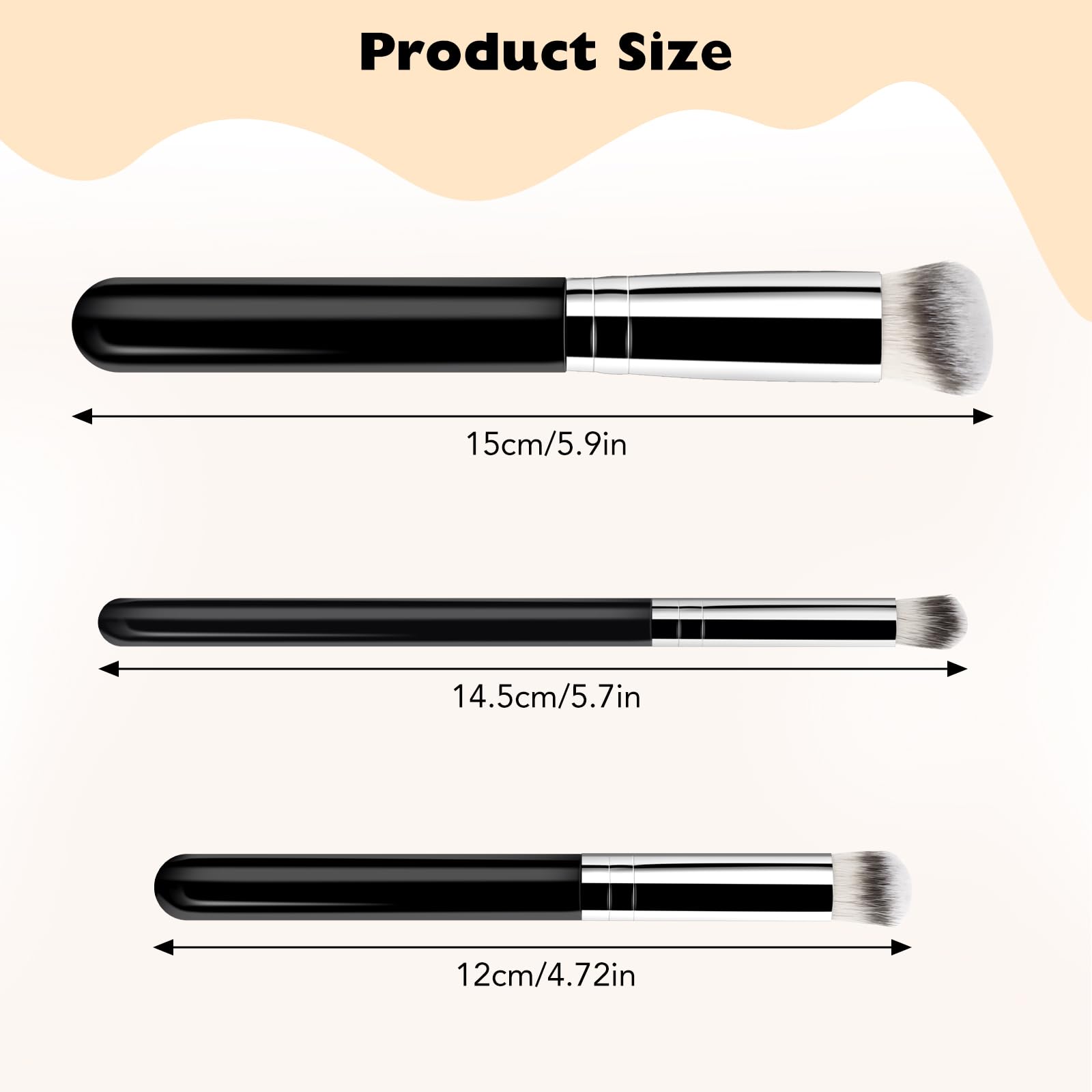 Image secondaire de 3Pcs Pinceau Fond De Teint Fluide, Pinceau Fond de Teint et Pinceau Anticernes, Pinceaux Maquillages Pour Le Teint, Pinceau Anti