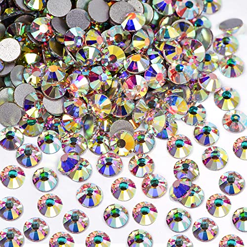 Image of 1440 Pieces SS10 /2.7-2.9mm Clear Crystal Flat Back Brilliant Round Rhinestones Glass Stones Glitter Gems Crystals Diamond (Crystal AB).