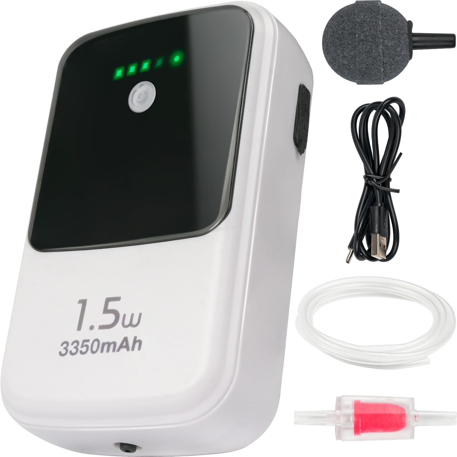 Ghosthorn Silent Dual Operating Mode Rechargeable Aerator for Fish, Large Capacity Aquarium Air Pump with Universal Clip for Most Bait Buckets 3350mAh