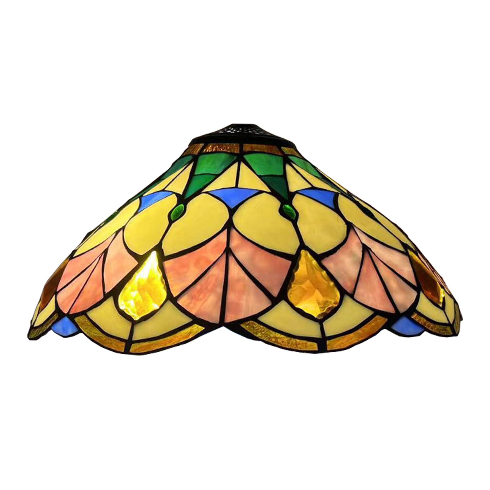 SaryEdge Tiffany Lamp Shade Replacement, 16 Inch Stained Glass Baroque Lampshades, Antique Traditional Art Design Light Cover, Only for Table Lamp Floor Lamp Pendant lamp Ceiling Light，Pink