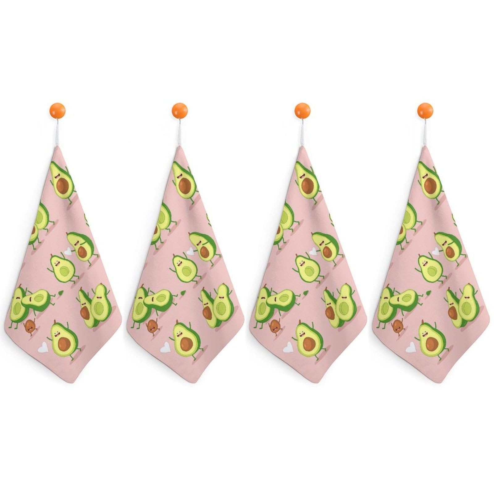 LEDFCVSU 4 Piece Hanging Hand Towels, Funny Avocado Small Dry Hand Towel for Kitchen Bathroom