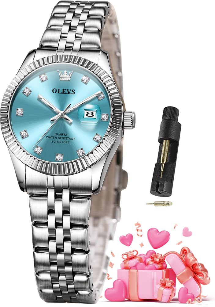 OLEVS Watches for Women Diamond Luxury Elegant Stainless Steel Ladies Watch