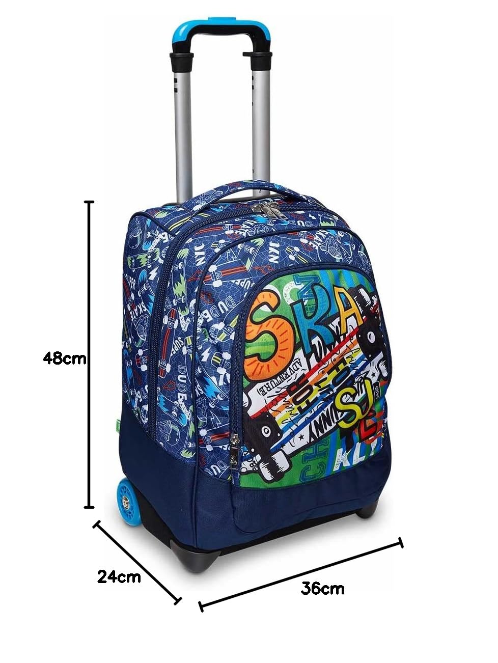 SJ GANG STYLE JAM GANG Big Trolley, Blu, 2 in 1, Doppio Uso, Con Spallacci Uso Zaino, con Crossover System, Zaino Scuola, Per bambini e ragazzi, Scuola, Tempo libero e viaggi