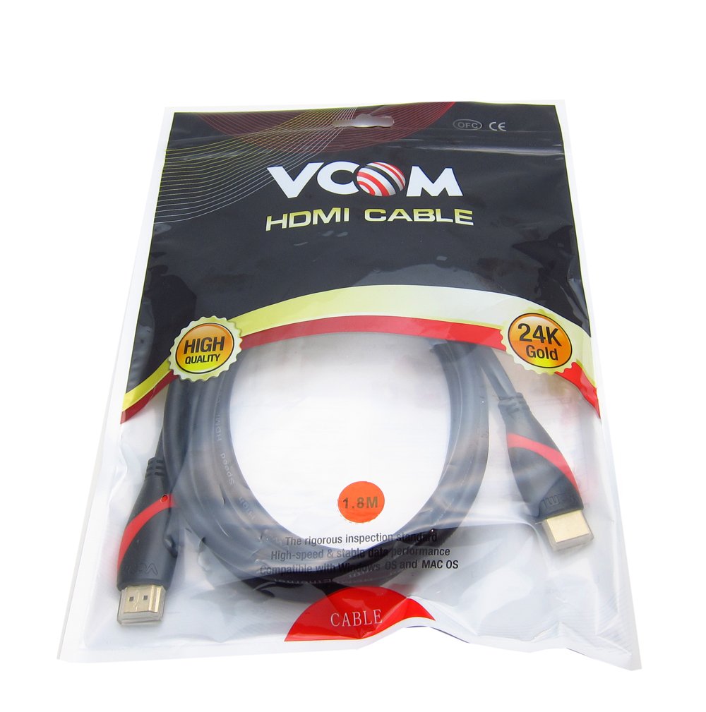 VCOM CG525-R-3 Kabel HDMI o wysokiej prędkości 1,4 V 9,8 stopy 3,0 m) - obsługuje Ethernet, złącze 3D pozłacane 24-karatowym złotem