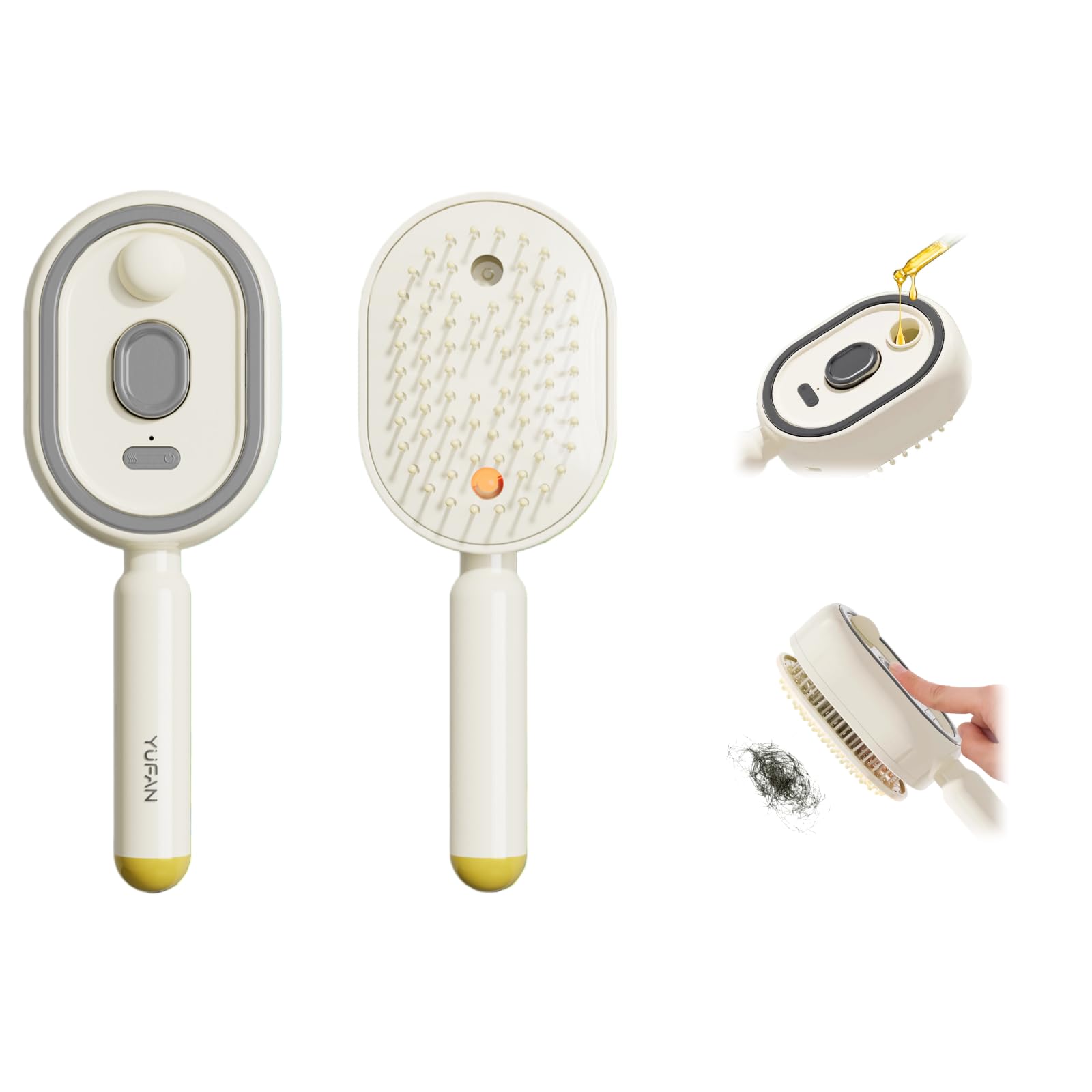 Photo 1 of Multi-Functional Massage Spray Comb with 10ml Refillable Tank(Off White)