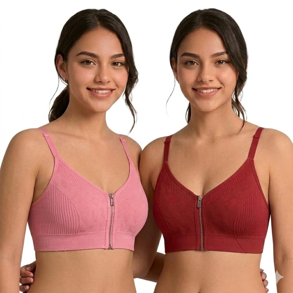 aurill Seamless Threaded Front Zip Sport Bra High Support Wireless Sports Bra for a More Comfortable Workout Experience for Gym and Sport, Light Removalbe Padded-picture-47