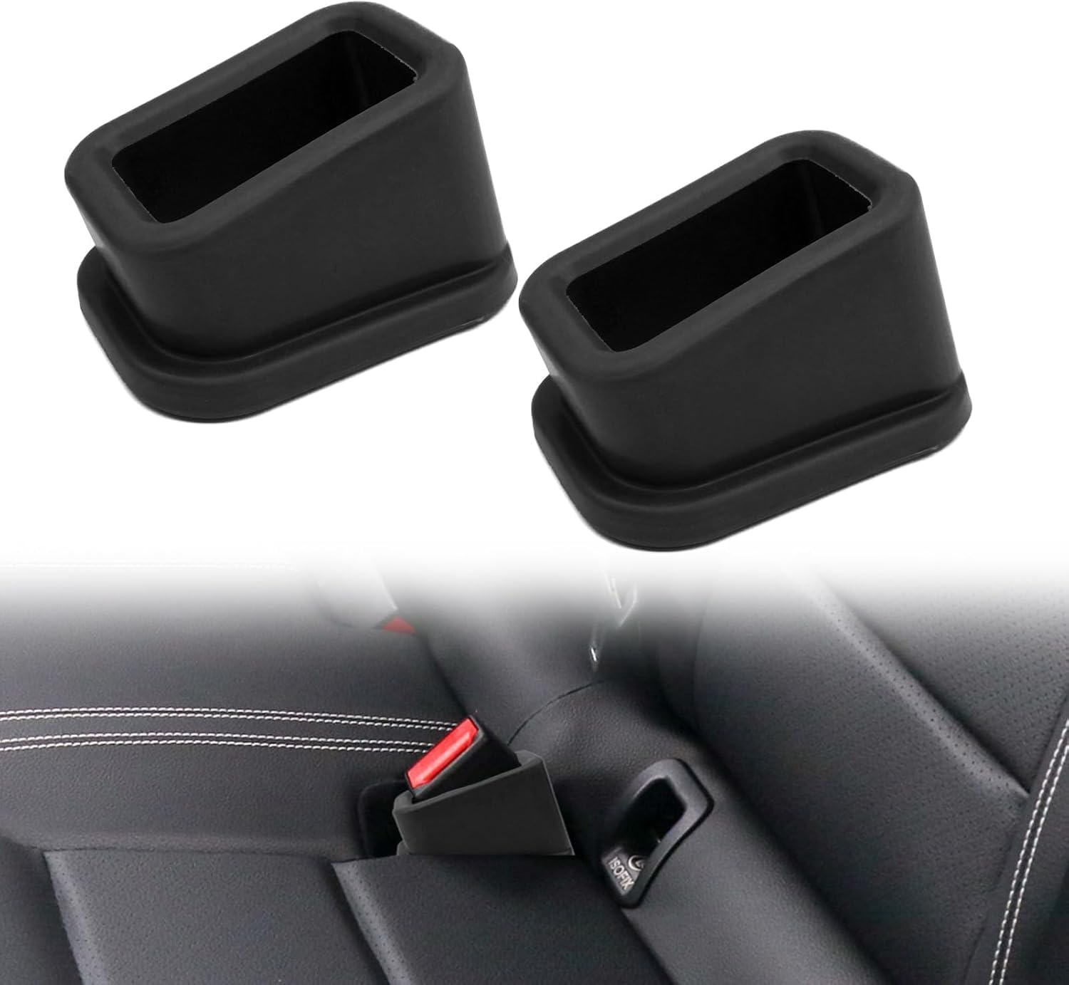LeafLoom 2pcs Seat Belt Buckle Holder Silicone Buckle Booster Raises Your Seat Belt for Easy Access, Buckle Cover Makes Receptacle Upright Buckling, Car Accessories for Kids (Bleck)