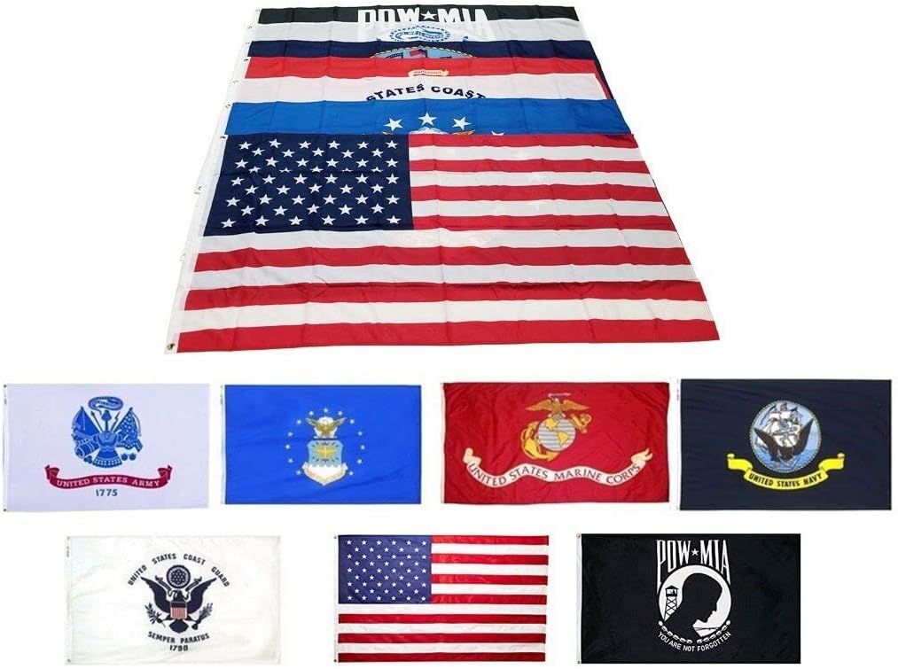 Ant Enterprises Wholesale Lot 3x5 ft 5 Branches Military POW & USA Flags Banner Grommets LICENSED