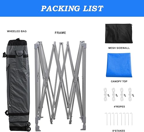 Miniatura 3 de Aoodor Tienda de campaña desplegable de 10 x 10 pies con bolsa enrollable, sombra instantánea portátil, marco de hierro resistente, tela Oxford 210D