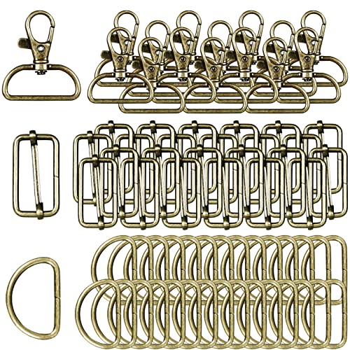 D Rings for Bags 70Pcs 32mm Metal Swivel Keychain Hooks and Slide Buckles for Bag Making Hardware DIY Handicraft Backpacks