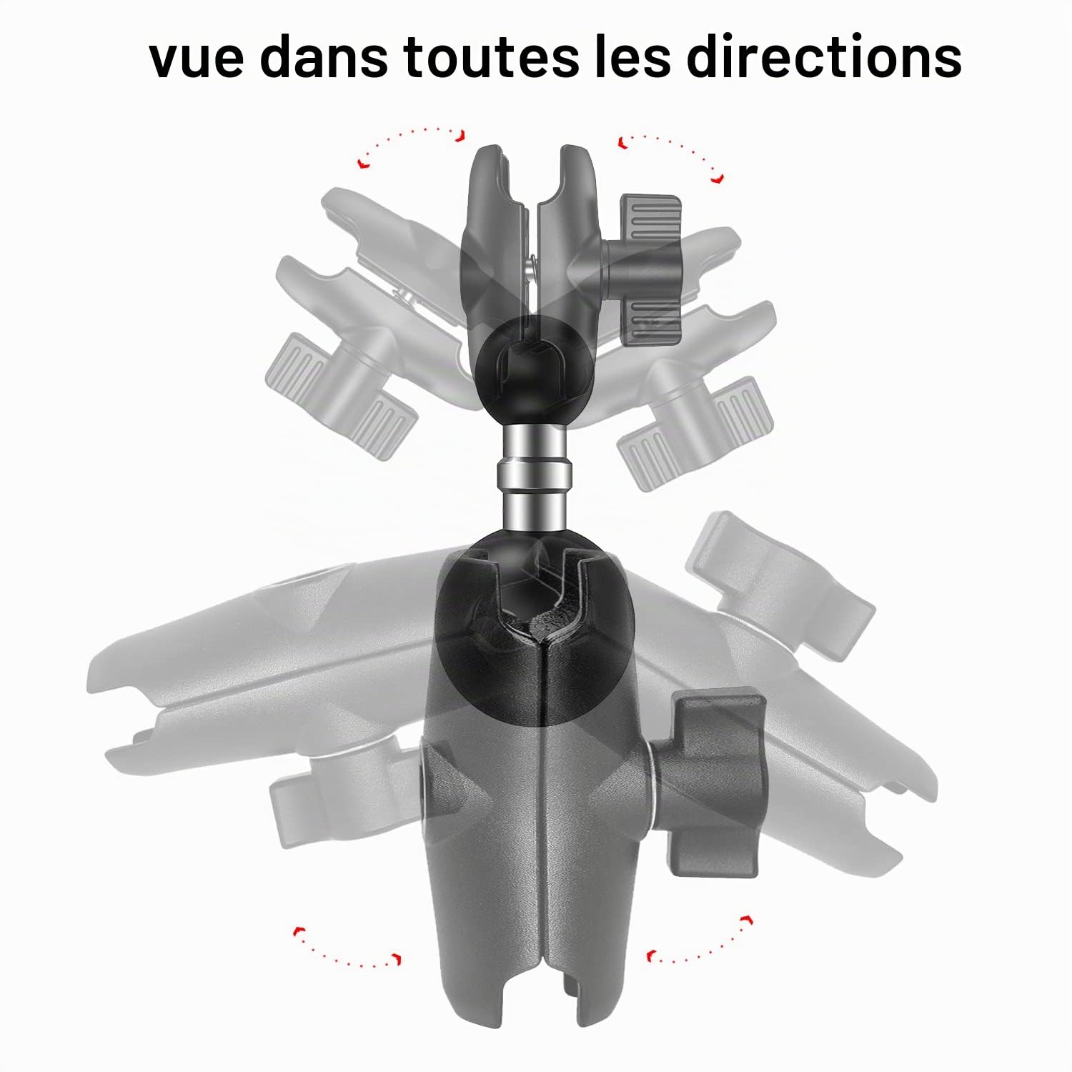Ram Mount Moto Adaptateur de Balle à Double Tête 25 mm à 17 mm Arms de Montage à Double Boule Compatible avec RAM Dual Socket à Rotule Support GPS Moto Accessoire Velo (A)