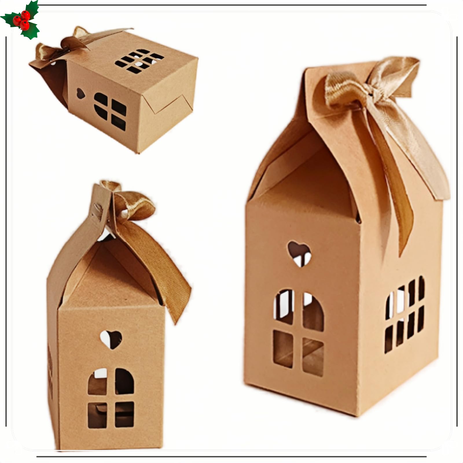 HAN SHENG 30 Pack 4.92''x2.75'' White House Gift Box With Bowknot - Wedding, Christmas Favors, Candy Storage Container, Birthday Party Decor
