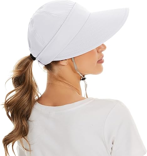 Miniatura 5 de Sombreros de sol para mujer, protección UV, ala ancha 2 en 1, visera con cremallera, sombrero de playa de verano, sombrero de golf plegable para