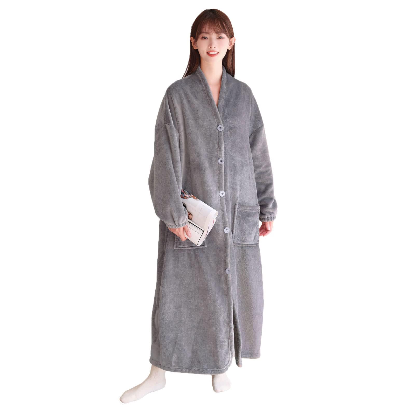 Amazon.co.jp: Gemarwel 着る毛布 冬【保温＆極上の触り】 グレー M