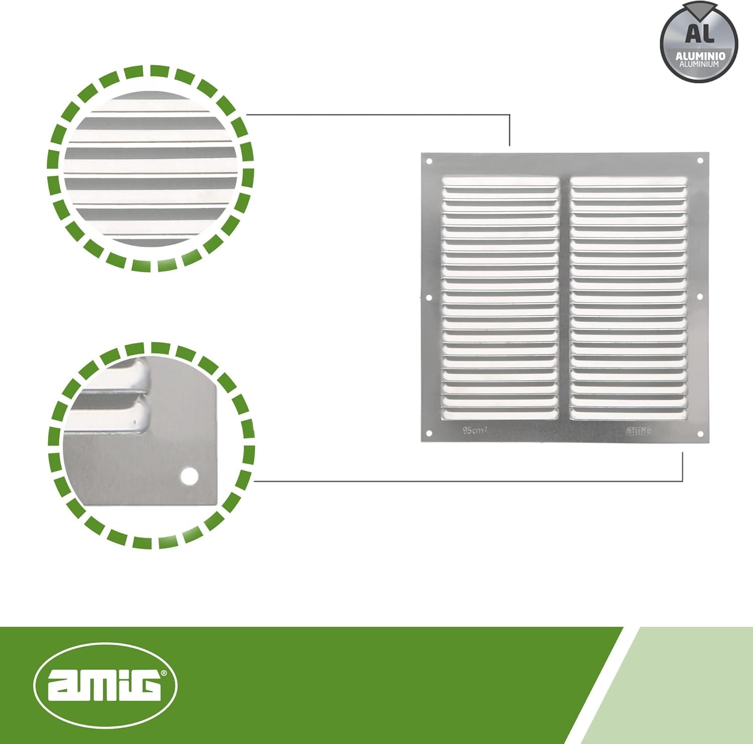 Amig, Square Aluminium Grille, Ventilation Grills for Air Outlet, Ideal for Kitchen and Bathroom Ceiling - Image 4