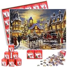 Hysagtek Jigsaw Puzzle Advent Calendar 2025, 24 Day Christmas Advent Calendar Puzzle 1008 Piece for Adult Men Women Countdown Family Game Gift in Christmas Holiday