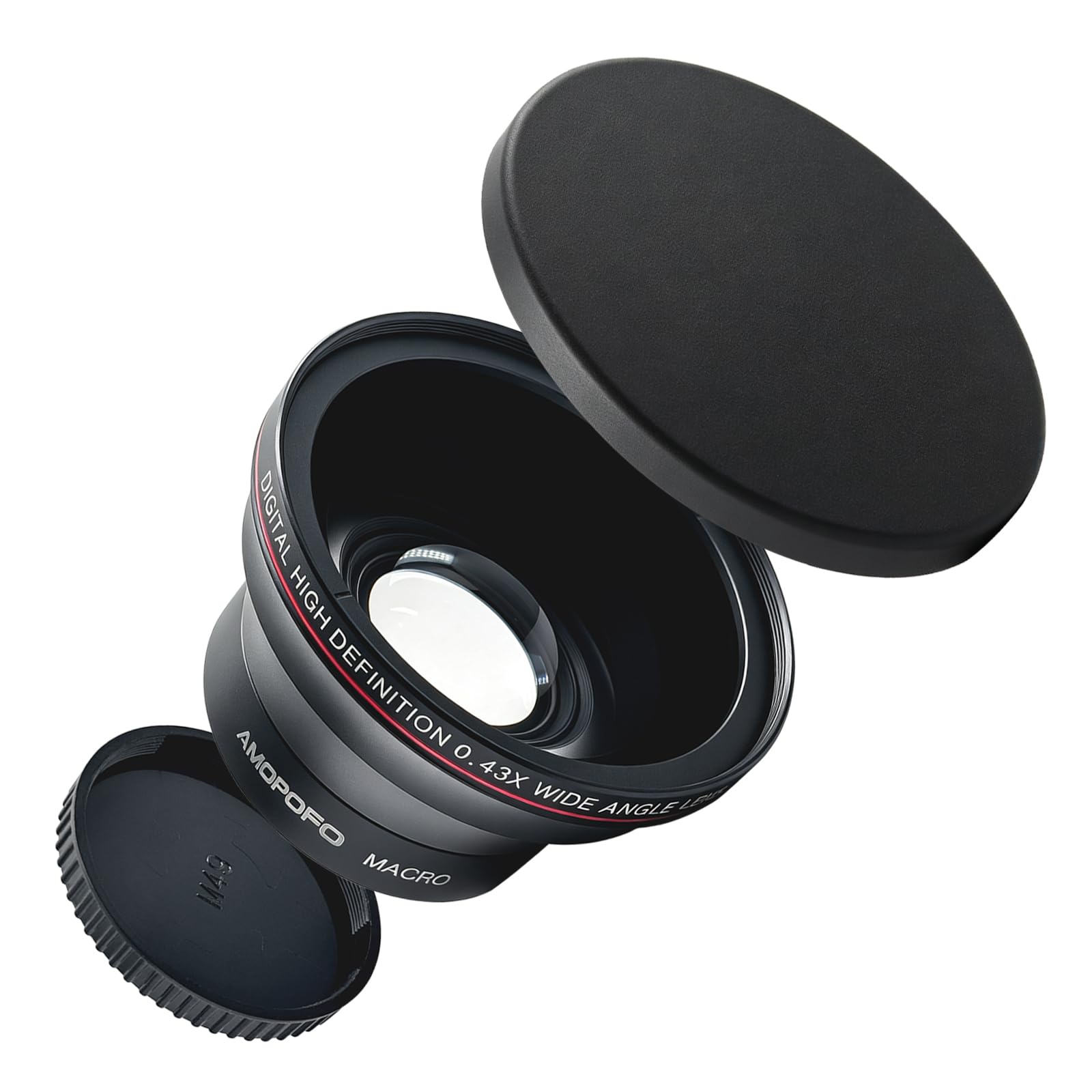 49mm 0.43X High Definition Wide Angle Auxiliary Lens with Macro, 2-in-1 DSLR Camera Lens Attachment for Landscape Photography Vlogging Close-up Shooting