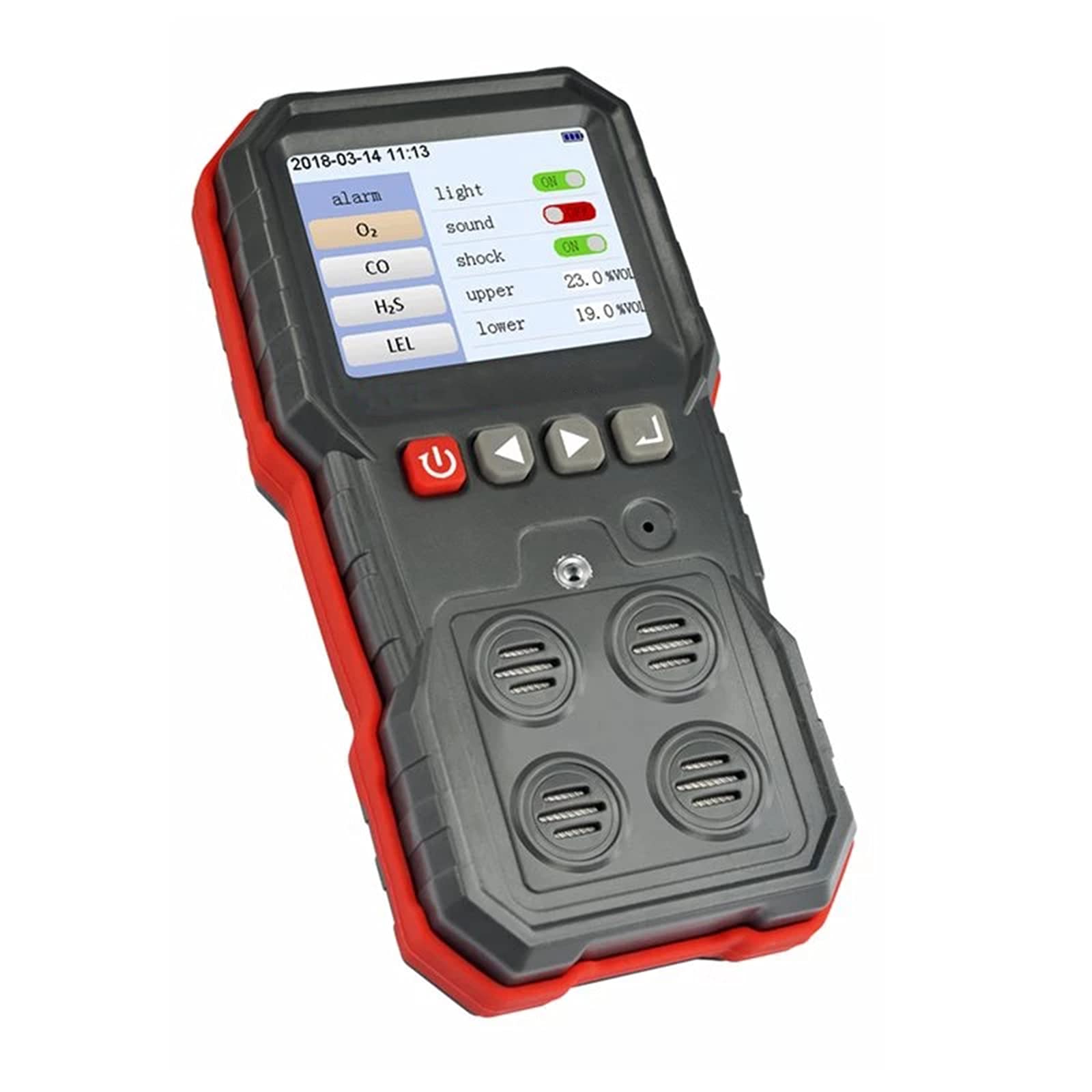 Monitor De Gas 4 En 1 Detector De Monóxido De Carbono LCD Oxígeno De Sulfuro De Hidrógeno Fuga De Gas Combustible Analizador De Sensores Alarma De Datos
