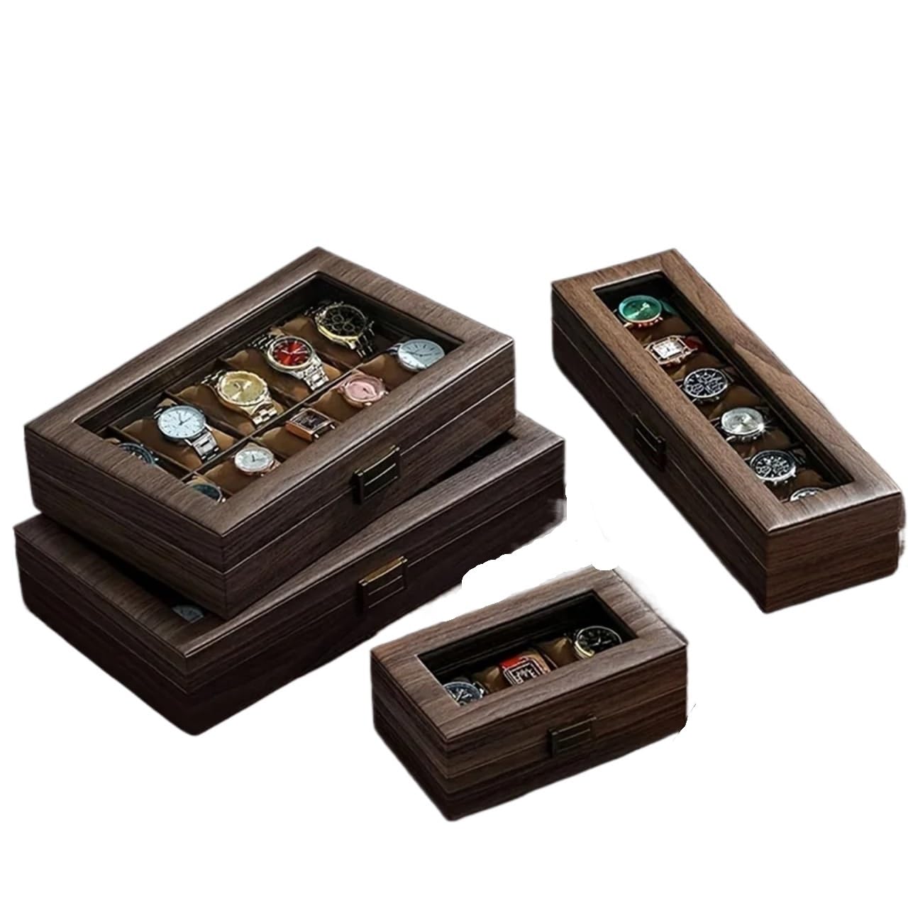 SHENJMAI Watch Box Retro Wood Grain Watch Storage Box, Multiple Slot Mechanical, Household Large Capacity