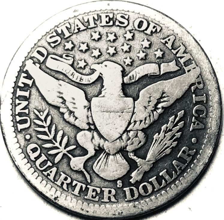 1915 S Barber Liberty Head Silver Quarter Very Good