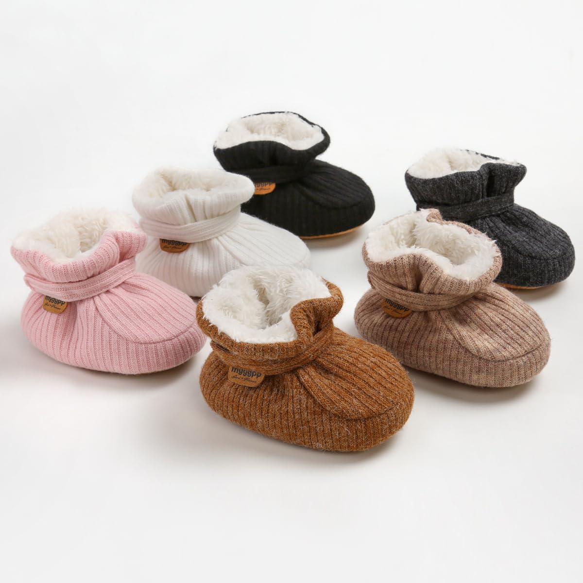RVROVIC Baby Jungen Mädchen Kuschelige Fleece-Stiefel mit rutschfestem Boden Warme Wintersocken Hausschuhe