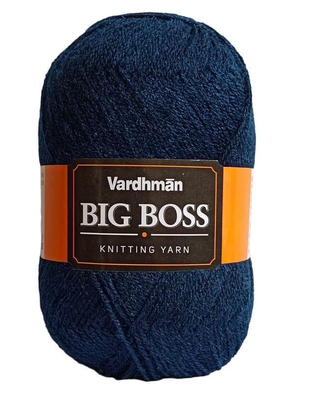 Image of NTGS Vardhman Big boss Wool Hand Knitting Soft Fingering Hank Yarn (1 Ball 200 gram Each) (Navy Blue Shade no-9, 600 Gram)