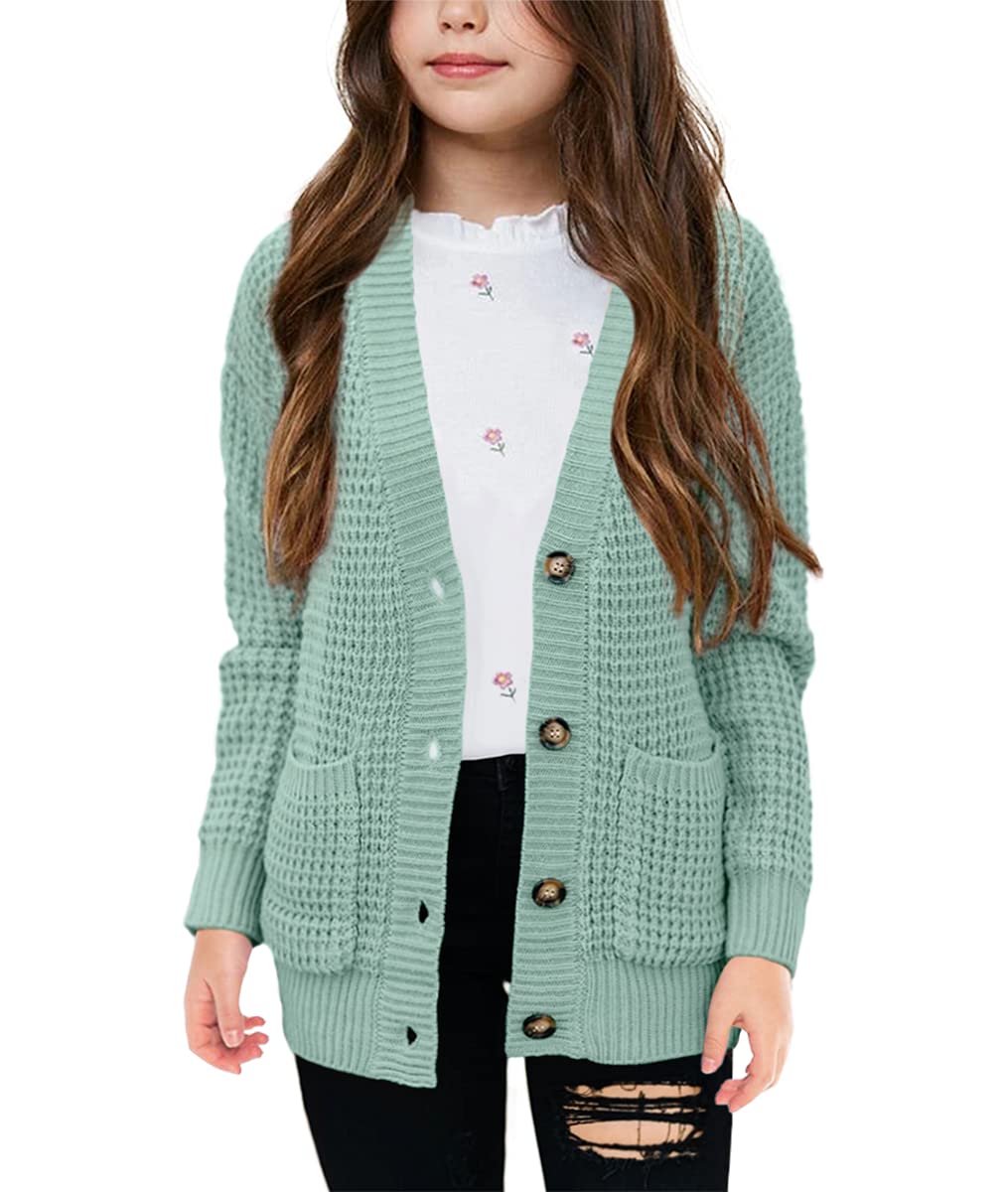 Imily Bela Girls Cardigan Sweater Kids Open Front Button Down Knit Sweaters