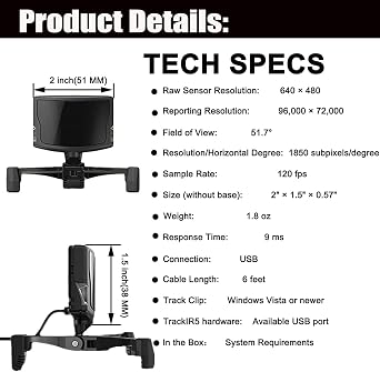 Professional Optical Infrared Head Tracker for VR Gaming | Precision Head Motion & Posture Tracking System | PC VR Controller