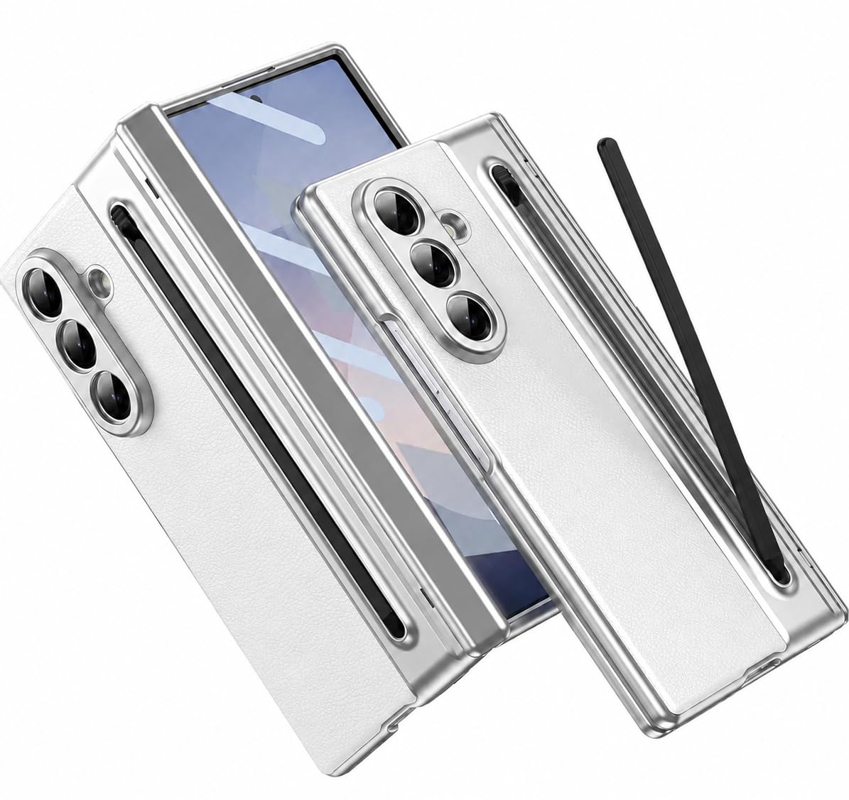 Hybird Shockproof Back Cover Case for Samsung Galaxy Z Fold 8 5G | Hing | S Pen Holder | Leather Hard Back Cover Case for Samsung Galaxy Z Fold8 5G (White, Samsung Galaxy Z Fold 8) — Amazon image 11