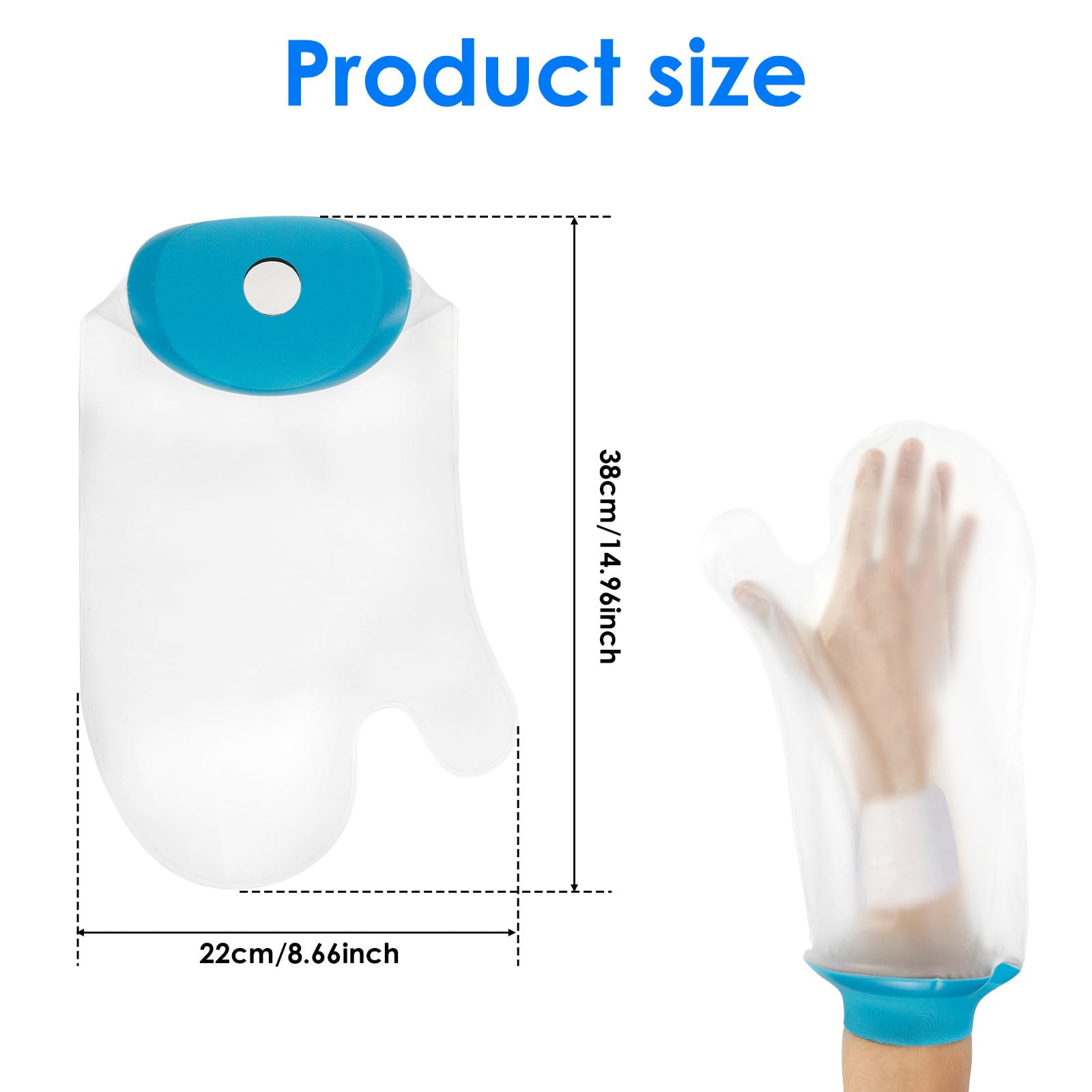 Cast Covers for Shower Arm Adult Waterproof (Short) Full Protector Cover Soft Comfortable Watertight Seal to Keep Wounds Dry Bath Bandage Broken Hand, Wrist, Finger, Elbow Reusable Durable